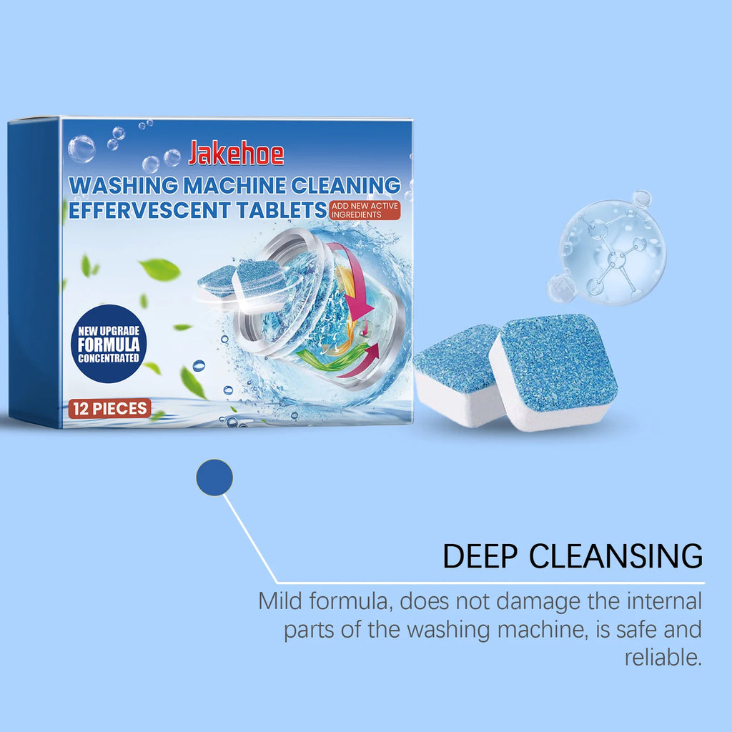 Jakehoe Laundry Machine Cleaner Tablet Deeply Remove Stubborn Dirt Long-lasting Fresh Scent Washing Machine Effervescent Tablets