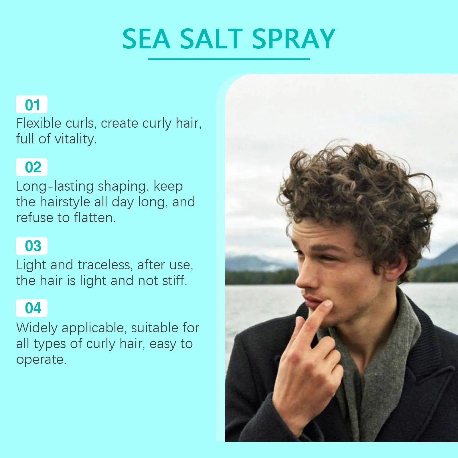100ML Sea Salt Hair Curling Spray Long Lasting Styling Elastic Hair Conditioner Refreshing Curl Defining Lazy Hair Styling Mist