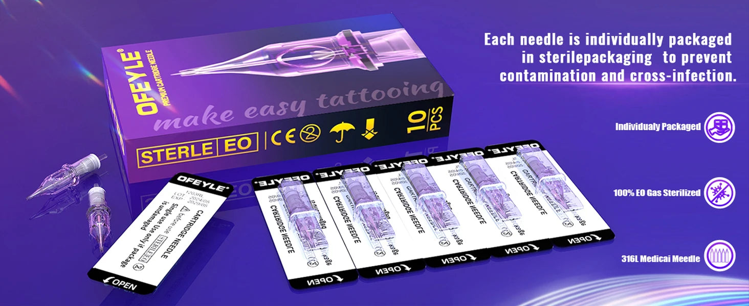 50/20PCS MIX Disposable Purple Tattoo Cartridges Needle RM / RL/ M1/ RS Needle Tattoo Needle For Tattoo Machine