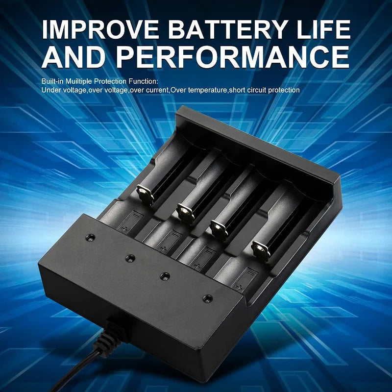 Cargador Universal Inteligente 4 Bahías Skywolfeye | 18650 26650 14500 | Li-ion 🔋