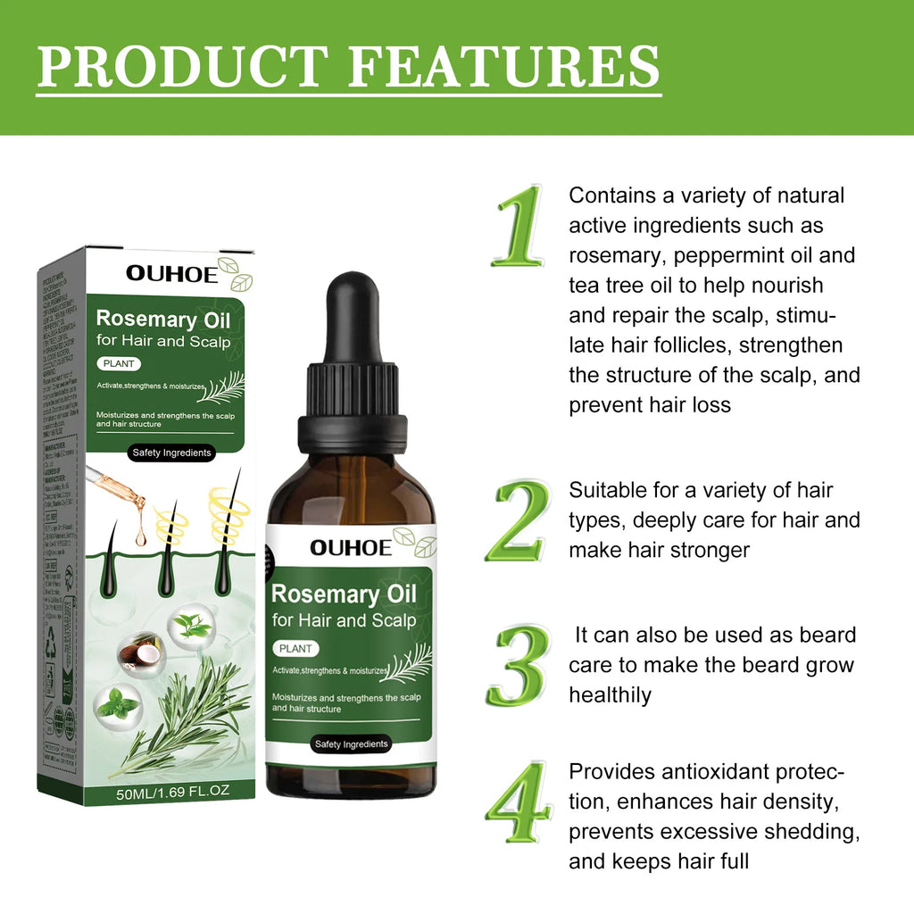 Rosemary Hair Oil Anti Hair Loss Stimulate Hair Growth Nourishing Scalp Strengthen Follicles Purify Scalp Restore Shine Hair Oil