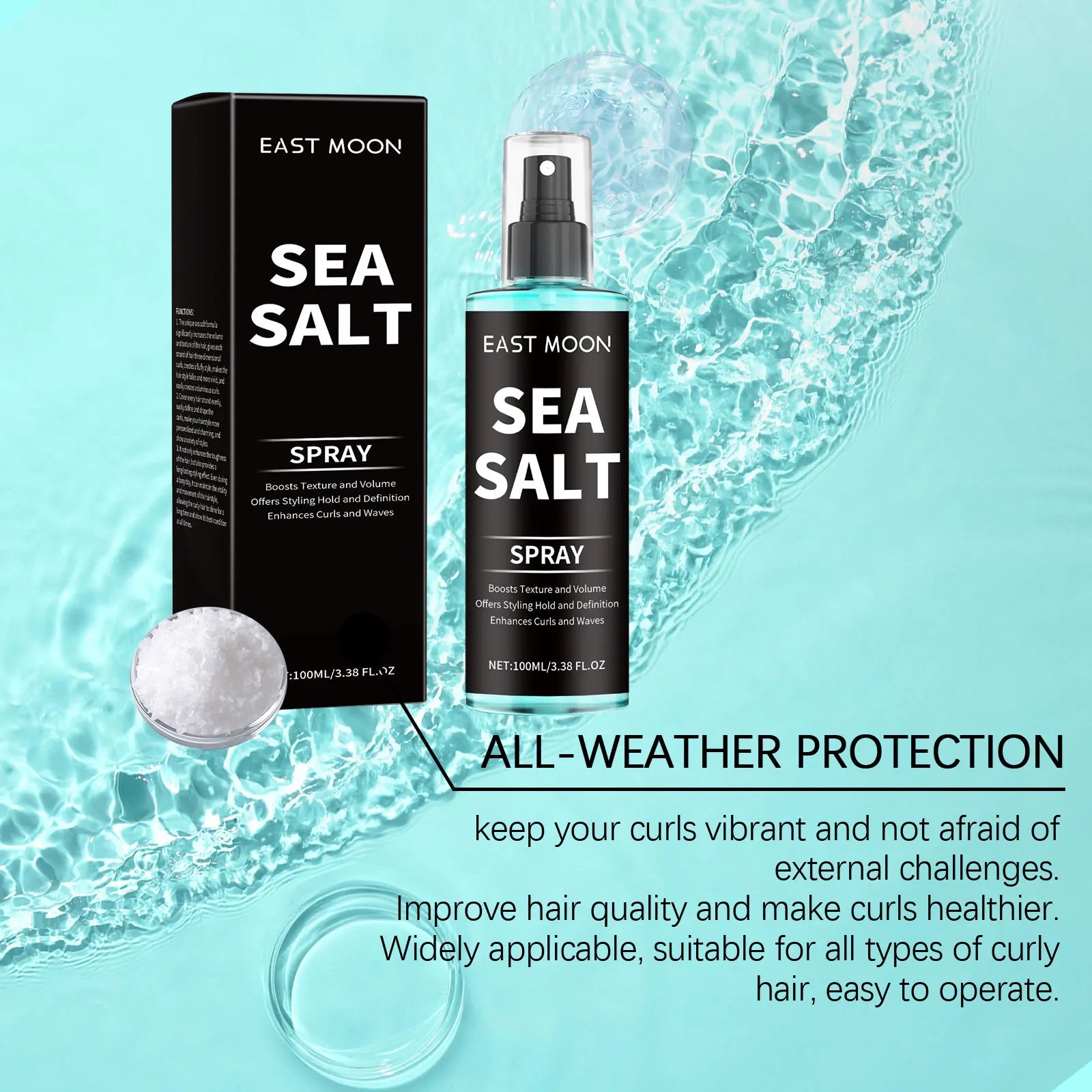100ML Sea Salt Hair Curling Spray Long Lasting Styling Elastic Hair Conditioner Refreshing Curl Defining Lazy Hair Styling Mist