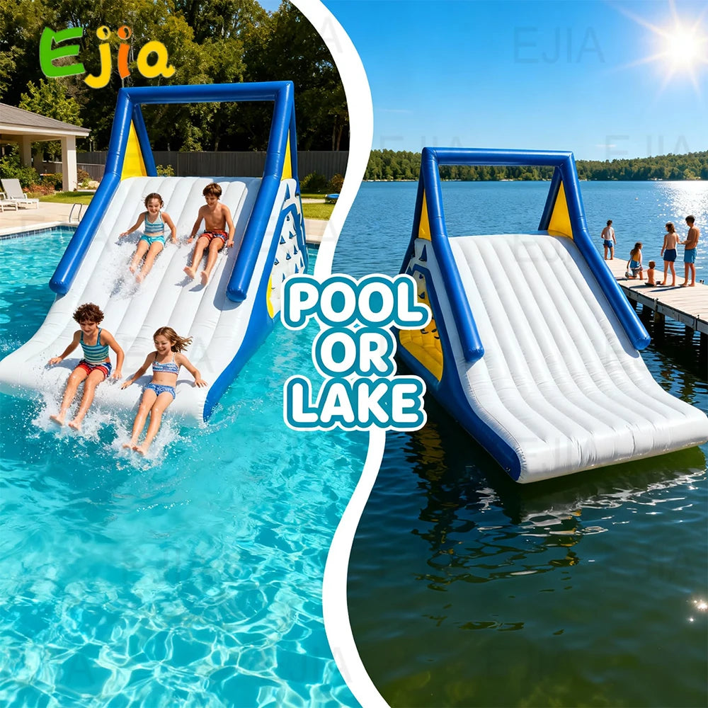 Parque Acuático Inflable Flotante con Tobogán | Trampoln | Niños y Adultos 🌊 - Firu Total Sales