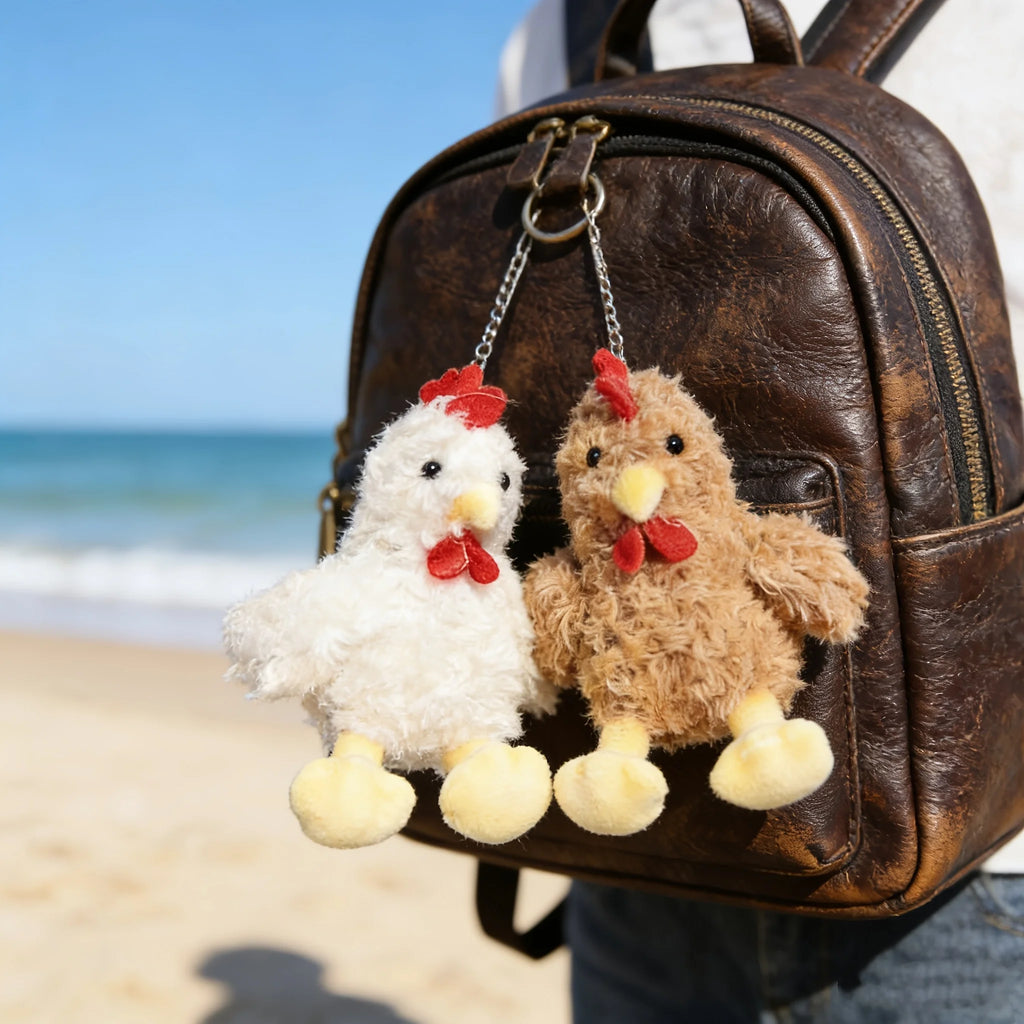 A cute plush little rooster pendant keychain bag hanger, a creative rooster pendant accessory, a cute animal keychain, a mini ro