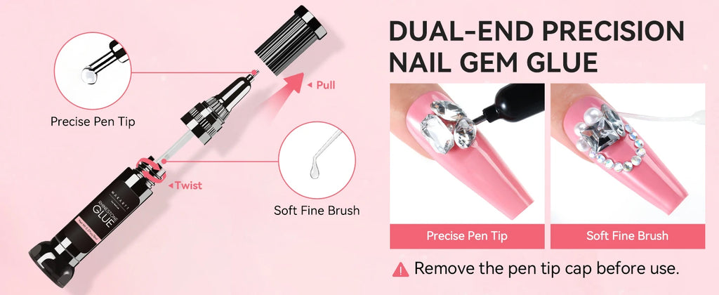 Makartt Nail Rhinestone Glue Set - Gel Nail Glue for Rhinestones, 3D Art Design Super Strong Adhesive for Charm Gems Jewel