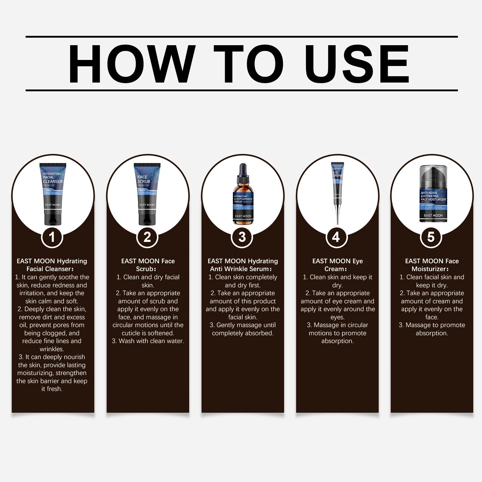 East Moon 1set Men's Cleansing Care Gift Set Nourishing Skincare Firming Wrinkles Moisturizing Remove Dirt Oil Control Care Set