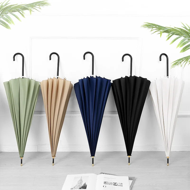 16-Year-Old Pastel-Colored Long Umbrella, Waterproof, Large, Sturdy, Long-Handled Umbrella.
