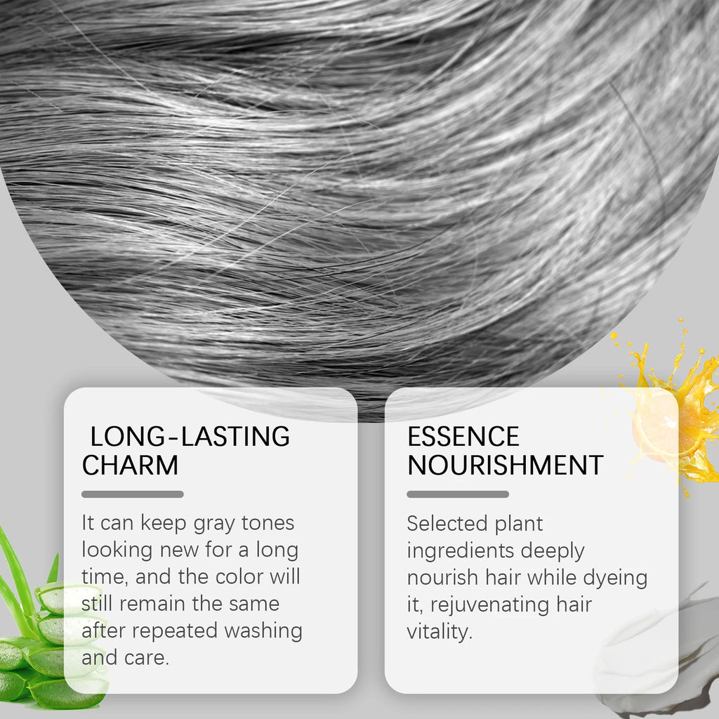 Long Lasting Hair Dye Cream Unisex Permanent Professional Covering Nourishing Non Irritating for Women Men Silver Color Hair Dye