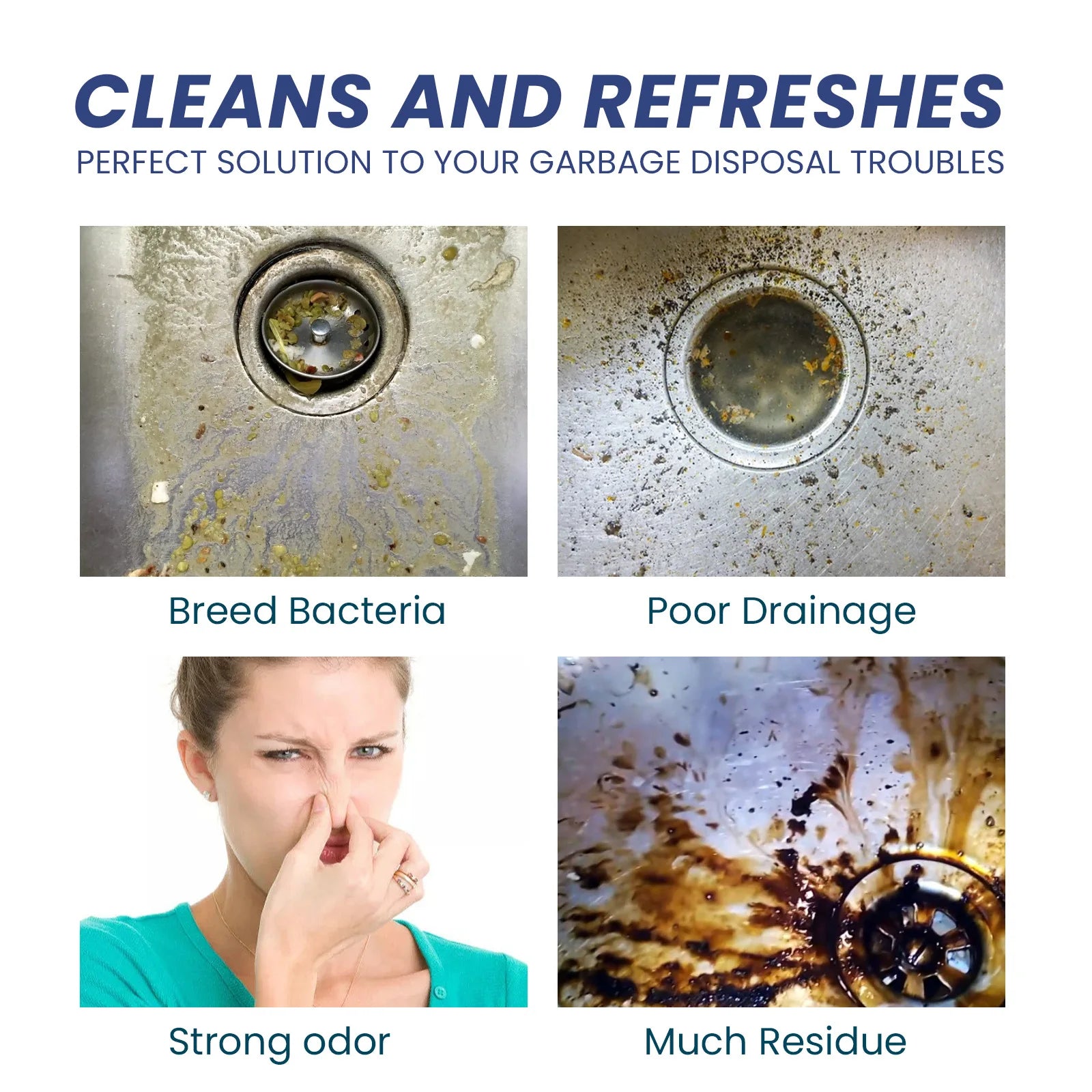 Jue-Fish 24pcs Sink Cleaning Tablet Drain Pipe Dredging Deodorant Toilet Refresh Clogging Removal Kitchen Sewer Cleaning Tablets