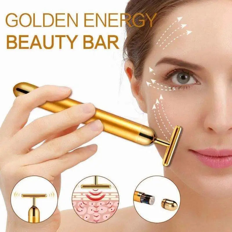 Rodillo Masajeador Facial 24K Oro CAMMUO | Antiarrugas | Lifting | Elimina Bolsas Ojos | Portátil - Firu Total Sales
