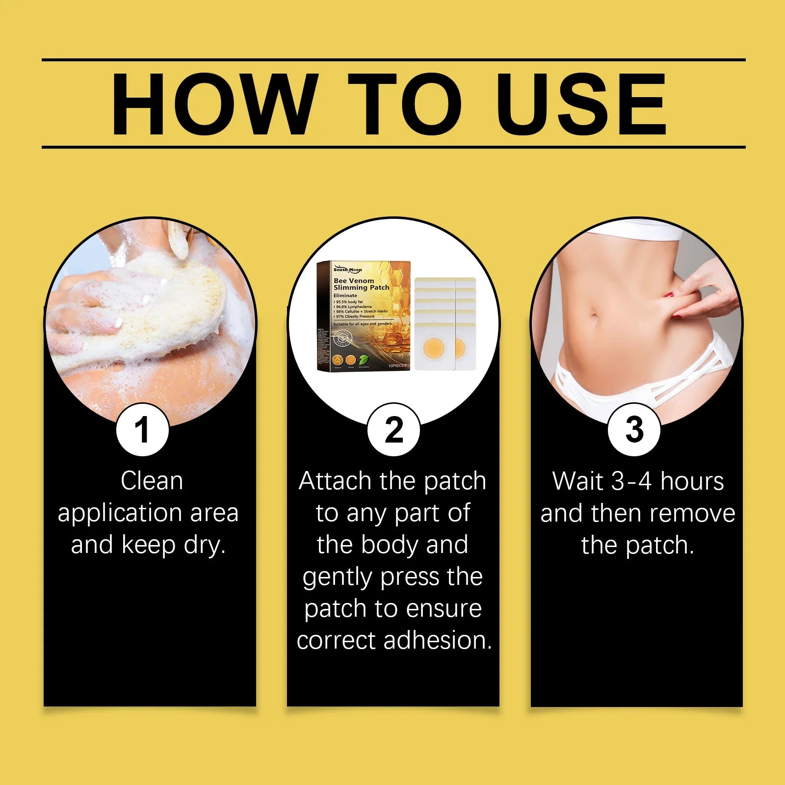 South Moon 10pcs Bee Venom Body Shaping Patch Belly Slimming Weight Loss Detox Abdominal Relieve Stress Muscle Tighten Patches