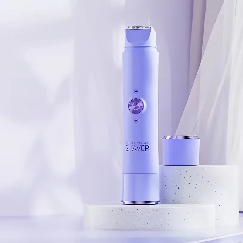 Rechargeable Double Head Hair Removal Device Cordless Wet Dry Shaver for Face Body Bikini Portable Travel Grooming Tool