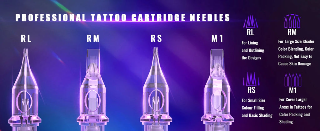 50/20PCS MIX Disposable Purple Tattoo Cartridges Needle RM / RL/ M1/ RS Needle Tattoo Needle For Tattoo Machine