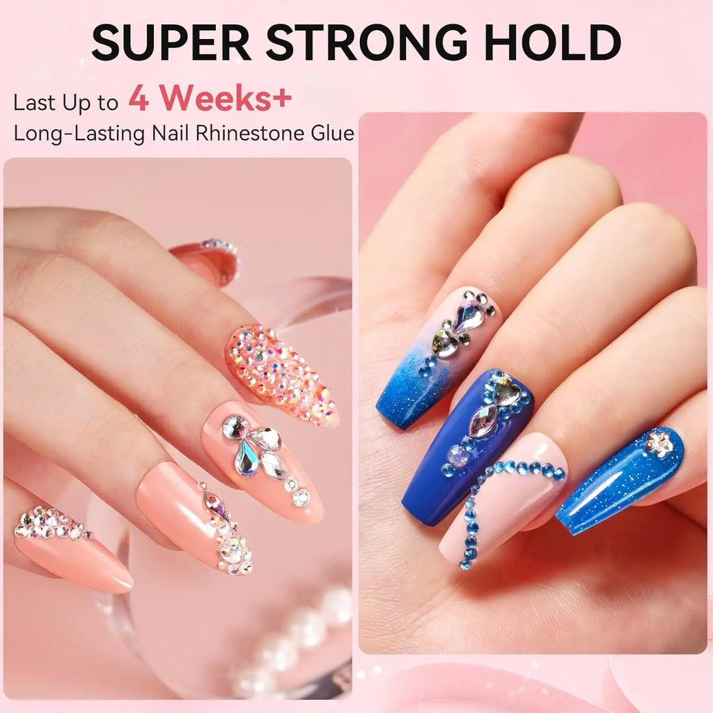 Makartt Nail Rhinestone Glue Set - Gel Nail Glue for Rhinestones, 3D Art Design Super Strong Adhesive for Charm Gems Jewel