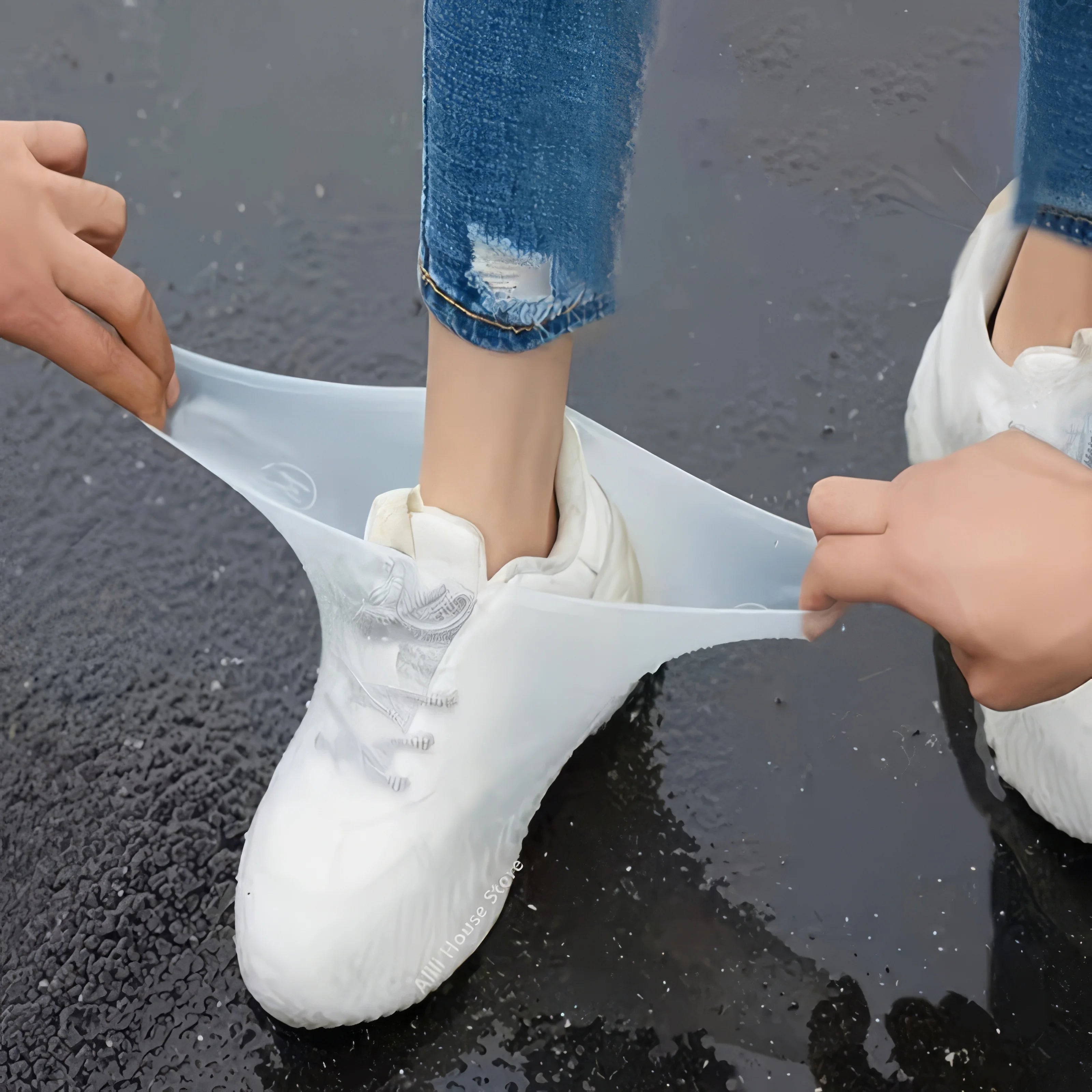 2-Pack Reusable Latex Boot Covers - Non-Slip Waterproof Shoe Protectors for Rain Boots, Garden & Daily Use