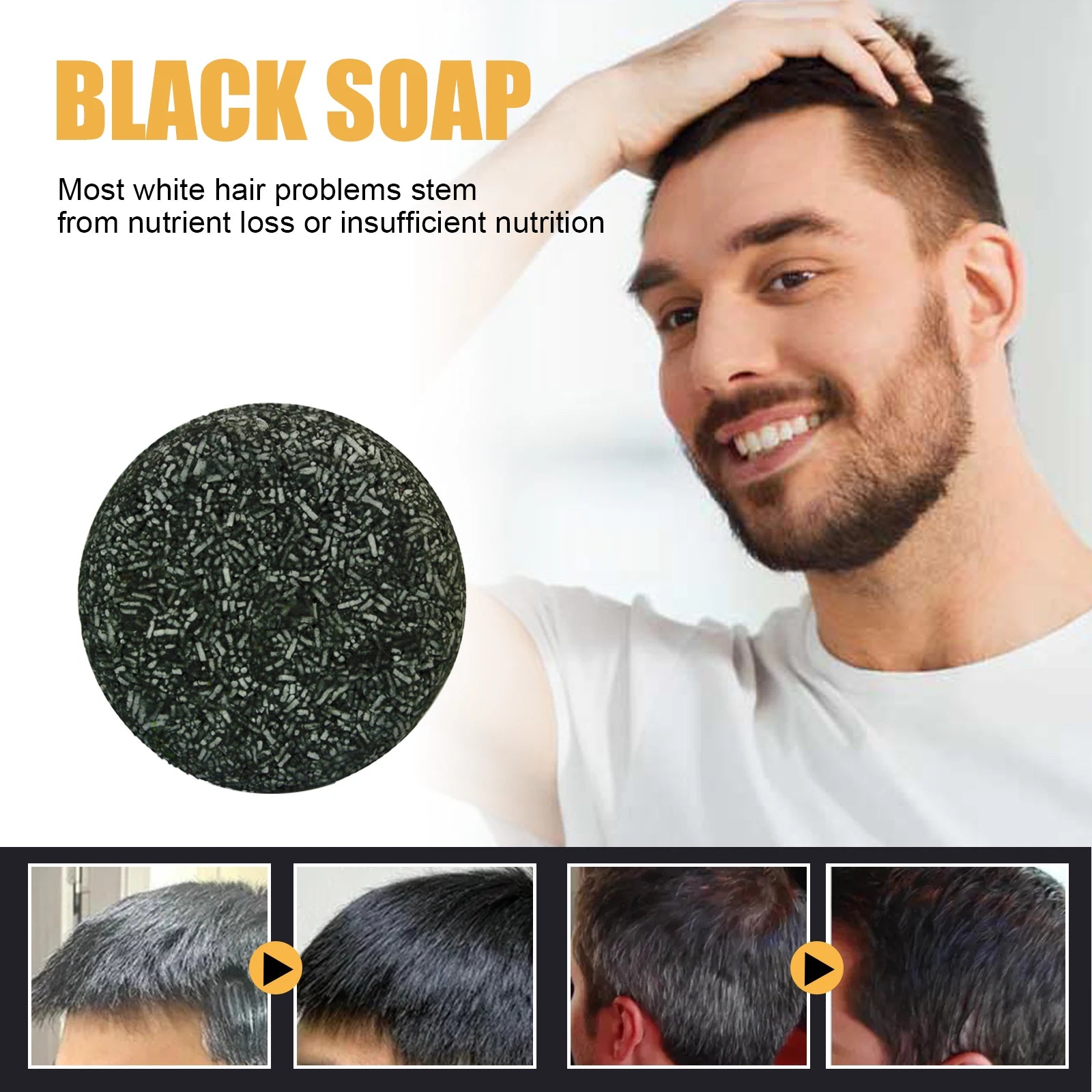 High Quality Black Soap Restores Hair Natural Color Dense Nourish Hair Care Clean Scalp Soft Hair Strong Hair Shampoo Soap