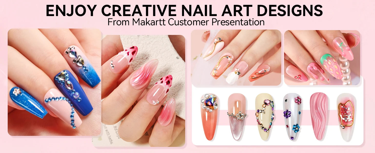 Makartt Nail Rhinestone Glue Set - Gel Nail Glue for Rhinestones, 3D Art Design Super Strong Adhesive for Charm Gems Jewel