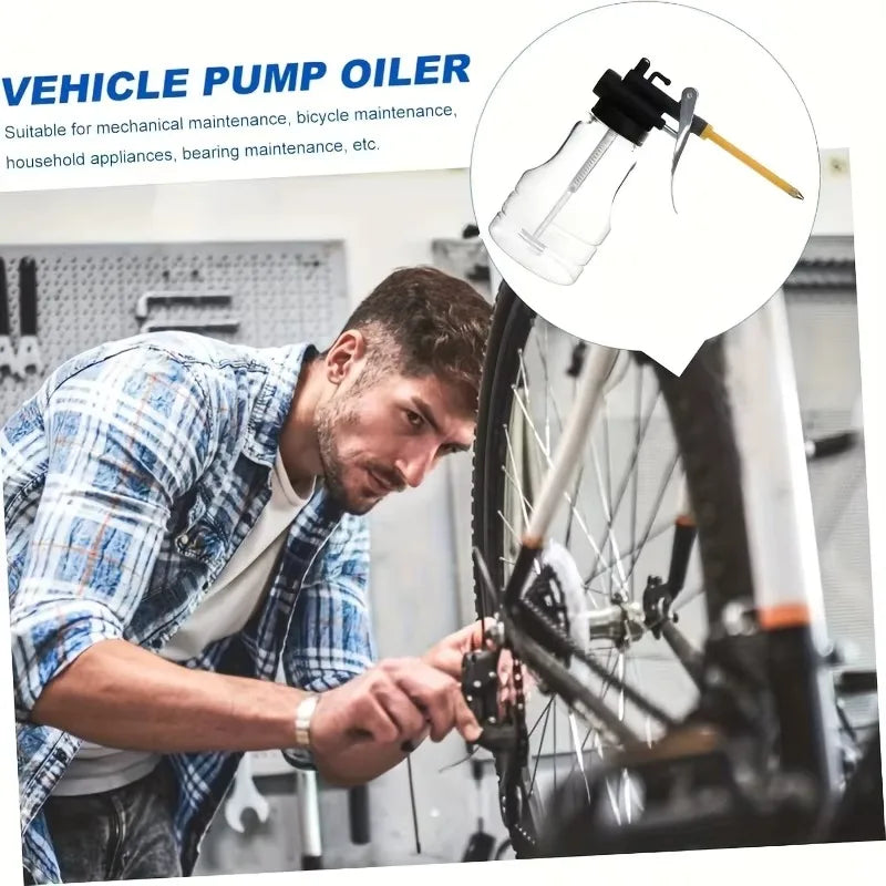 High-Pressure Oil Filler Bottle – Transparent with Copper Nozzle for Precision Lubrication