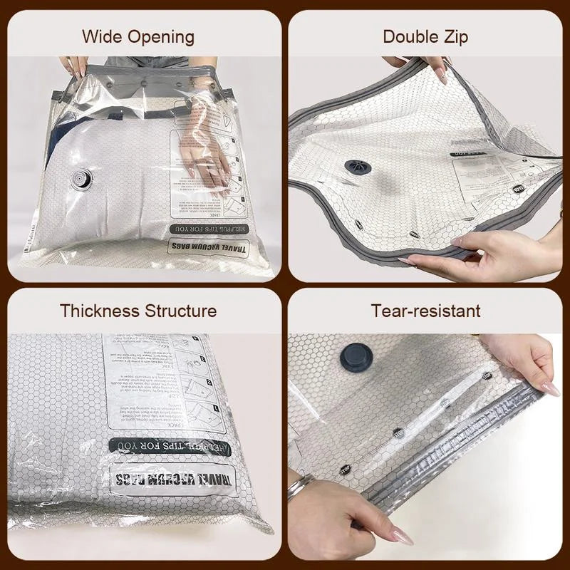 Vacuum Compression Bags for Travel | Rechargeable Pump | Carry-On Size | Space Saver