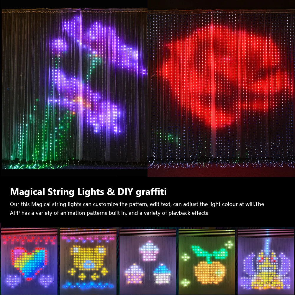 Smart Curtain Lights, 9.8 X 9.8Ft LED Curtain Lights, 400LEDs RGB Color Changing APP Programmable DIY Music-Sync String Lights F - Firu Total Sales
