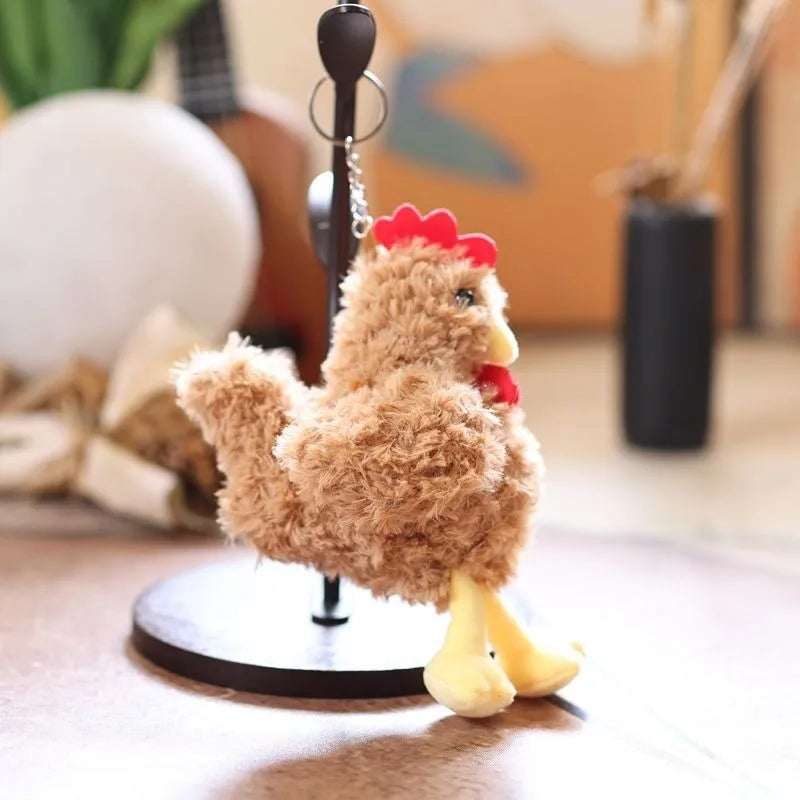 A cute plush little rooster pendant keychain bag hanger, a creative rooster pendant accessory, a cute animal keychain, a mini ro