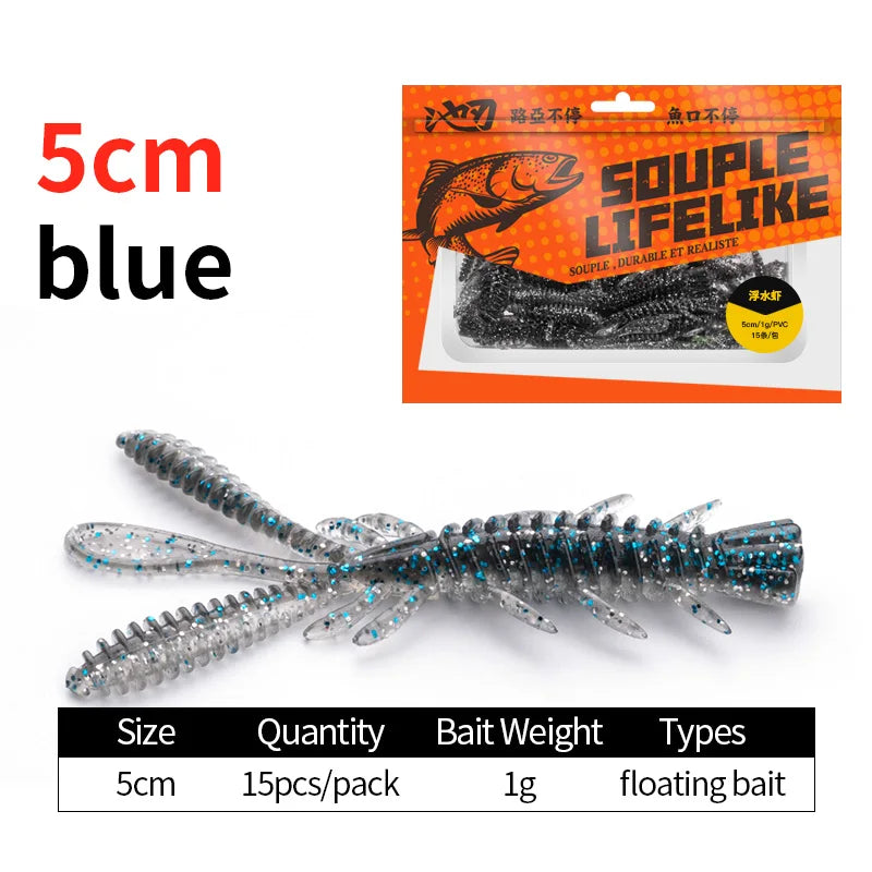 LINNHUE Camarón Silicona Flotante | NED Rig | Swimbait | Con Atrayente | Pesca Mar y Lago - Firu Total Sales