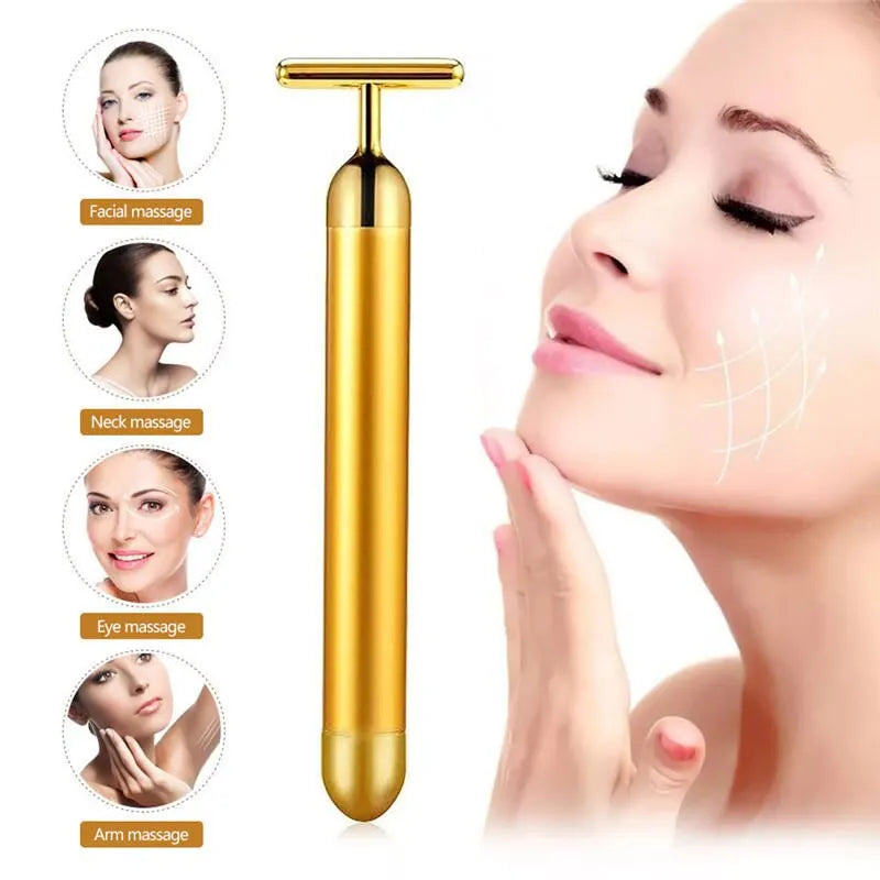 Rodillo Masajeador Facial 24K Oro CAMMUO | Antiarrugas | Lifting | Elimina Bolsas Ojos | Portátil - Firu Total Sales