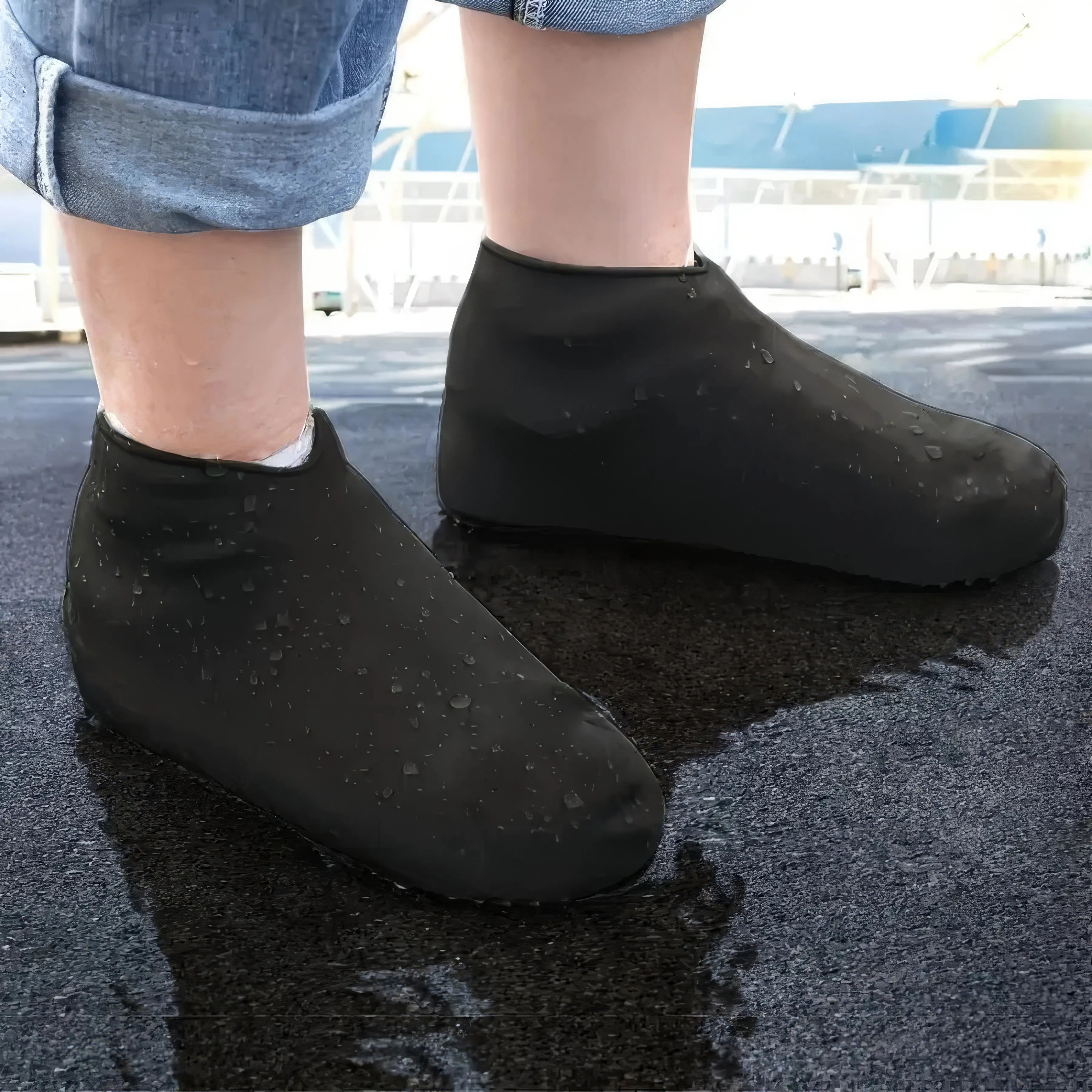 2-Pack Reusable Latex Boot Covers - Non-Slip Waterproof Shoe Protectors for Rain Boots, Garden & Daily Use