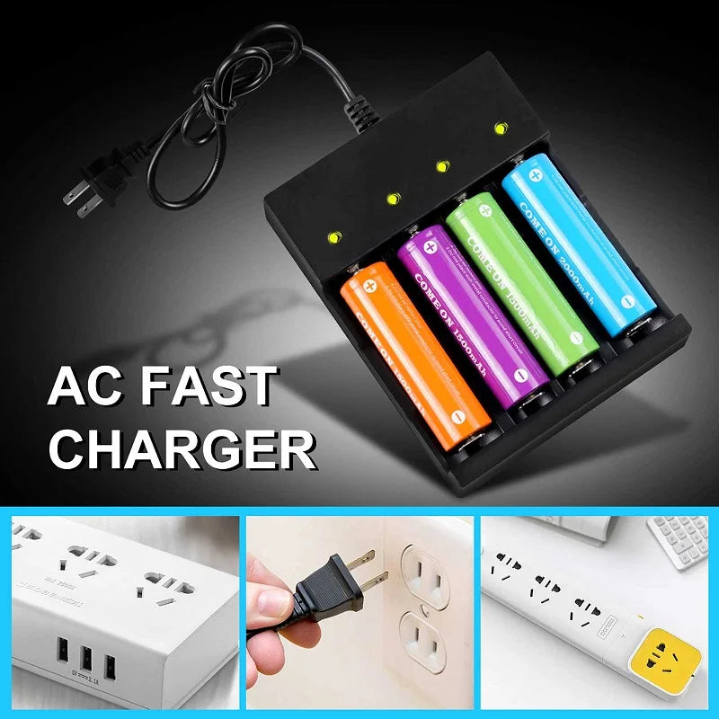 Cargador Universal Inteligente 4 Bahías Skywolfeye | 18650 26650 14500 | Li-ion 🔋