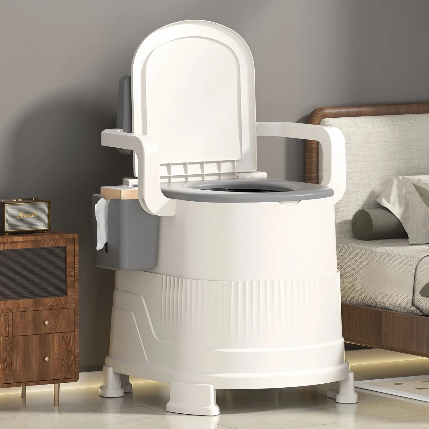 ortable Travel Toilet Chair for Adults - Odor-proof, Easy-to-Clean Sanitary Camping Toilet with Handrails, Backrest, Lid, and Toilet Stand - Ideal for Tents, RVs, Sea Fishing, Outdoor Adventures, and Hiking