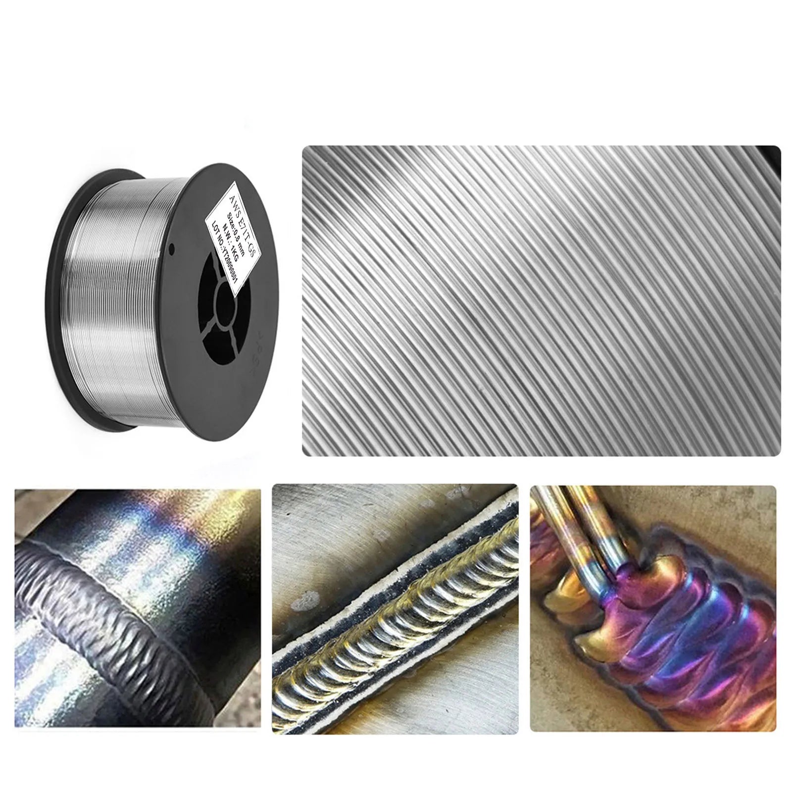 HZXVOGEN 0.8mm 1KG Flux Cored Welding Wire Gasless MIG Wire Carbon Steel Welding Iron Welding Welder Accessories for Soldering