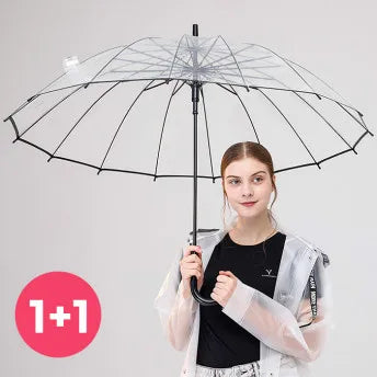 1+1 Strong and Durable Clear Transparent Automatic Large Rain Umbrella Luxury 16K Premium Salda