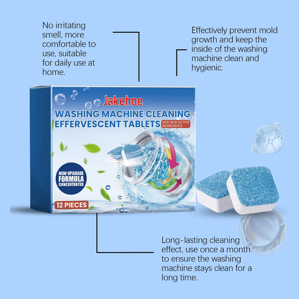 Jakehoe Laundry Machine Cleaner Tablet Deeply Remove Stubborn Dirt Long-lasting Fresh Scent Washing Machine Effervescent Tablets