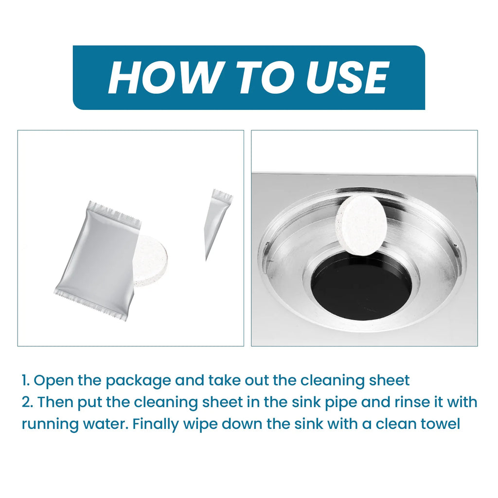 Jue-Fish 24pcs Sink Cleaning Tablet Drain Pipe Dredging Deodorant Toilet Refresh Clogging Removal Kitchen Sewer Cleaning Tablets