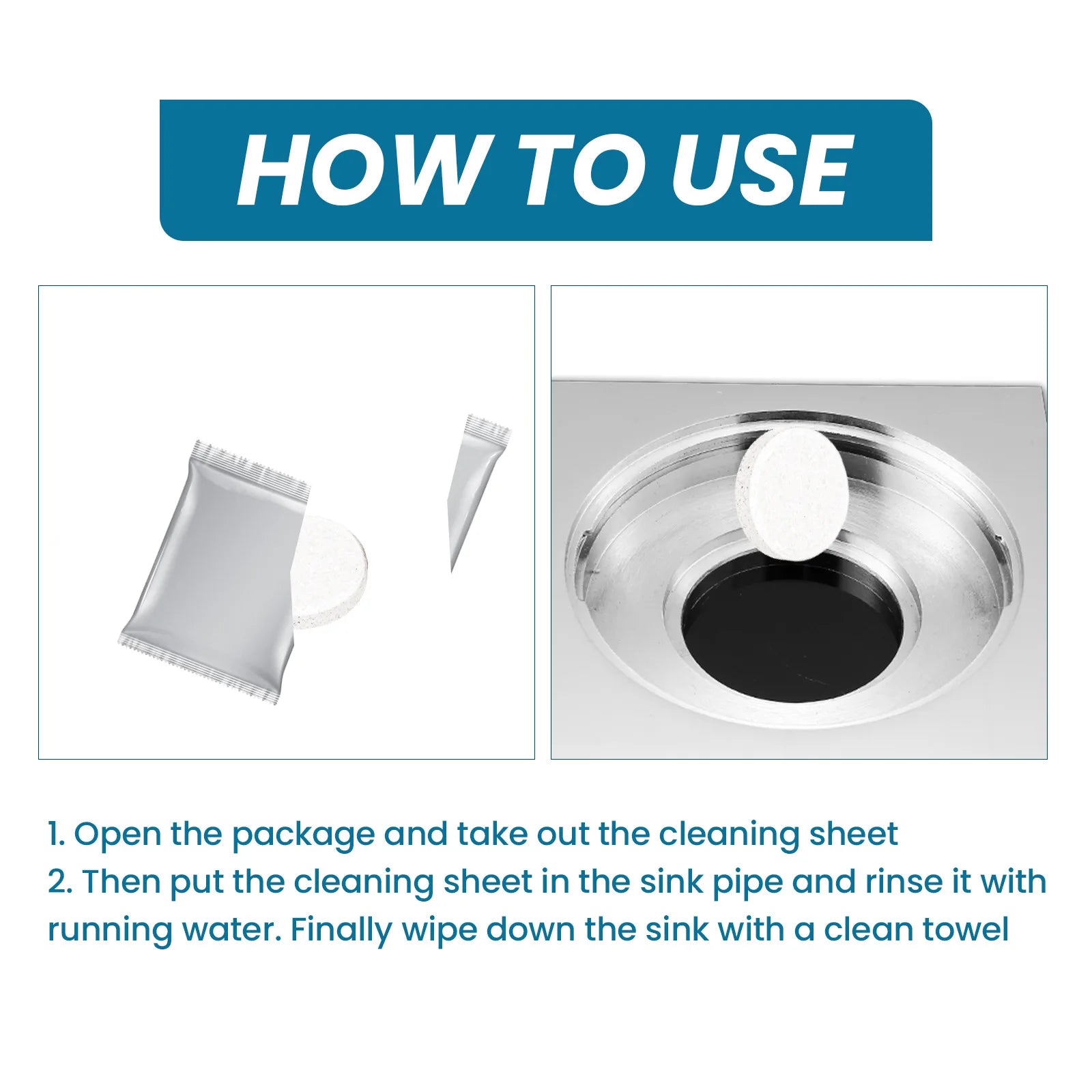 Jue-Fish 24pcs Sink Cleaning Tablet Drain Pipe Dredging Deodorant Toilet Refresh Clogging Removal Kitchen Sewer Cleaning Tablets