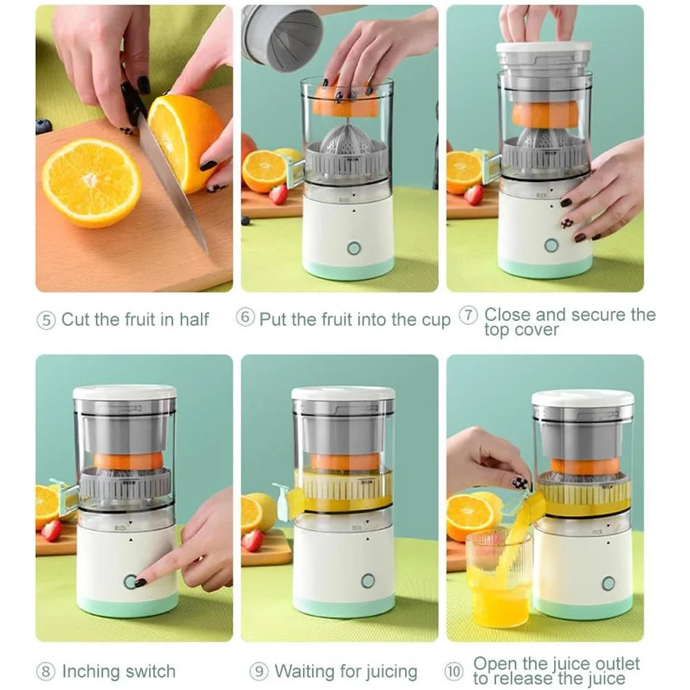 Rechargeable Electric Juicer Portable Citrus Squeezer USB Charging Orange Lemon Kiwi Grapefruit with Cleaning Brush Fresh Juice