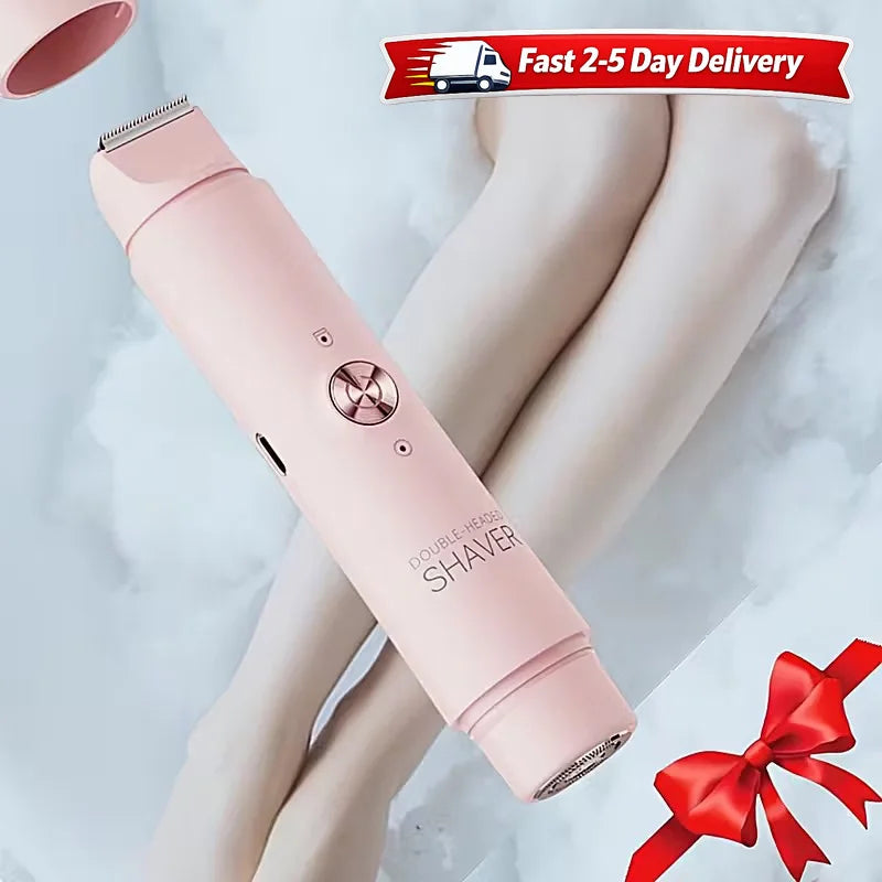 Rechargeable Double Head Hair Removal Device Cordless Wet Dry Shaver for Face Body Bikini Portable Travel Grooming Tool