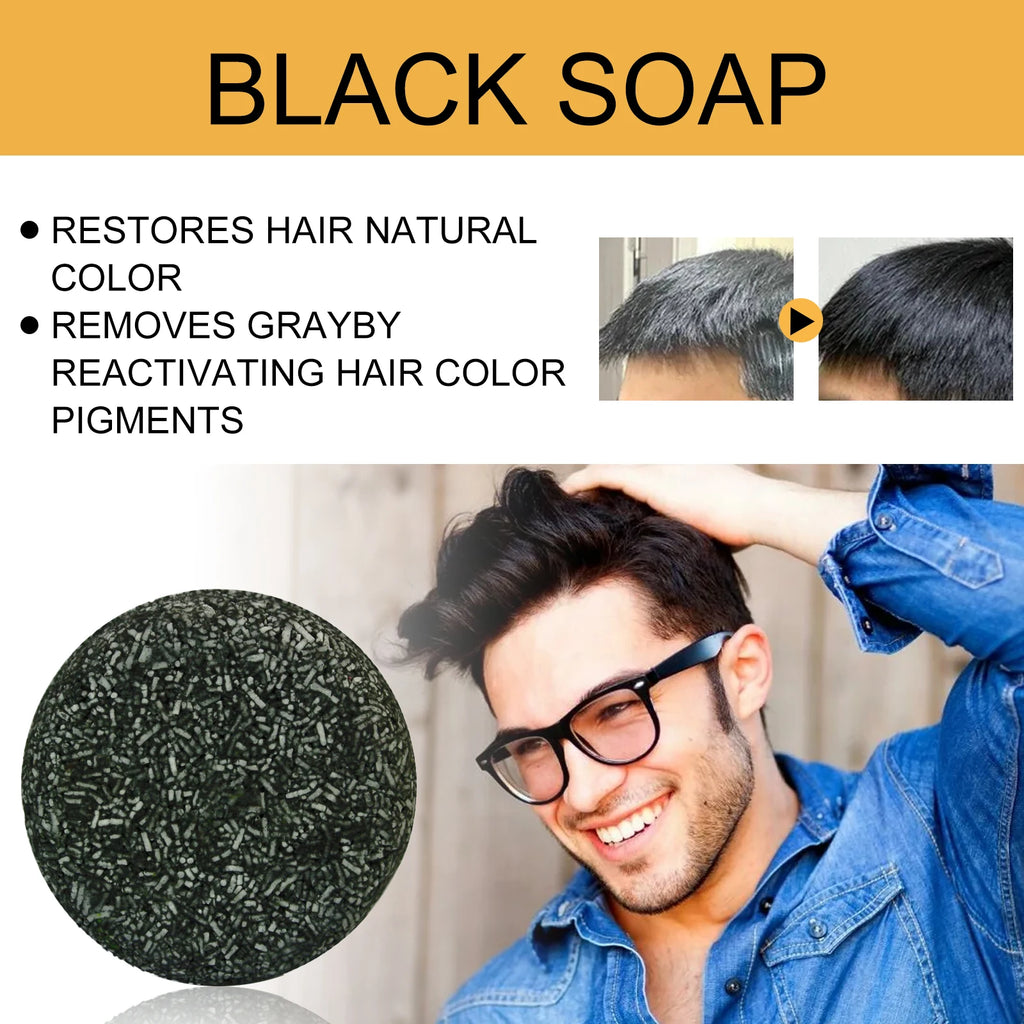 High Quality Black Soap Restores Hair Natural Color Dense Nourish Hair Care Clean Scalp Soft Hair Strong Hair Shampoo Soap