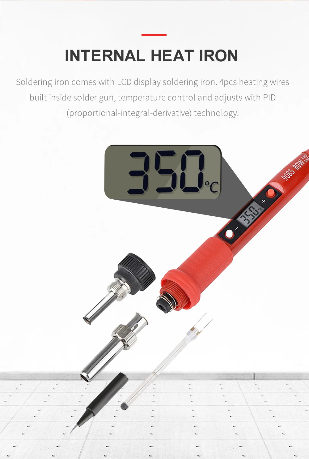 JCD 80W Electric Soldering Iron Kit LCD Display Temperature Adjustable 220V 110V With Solder Paste Iron Tips Welding Tools Set