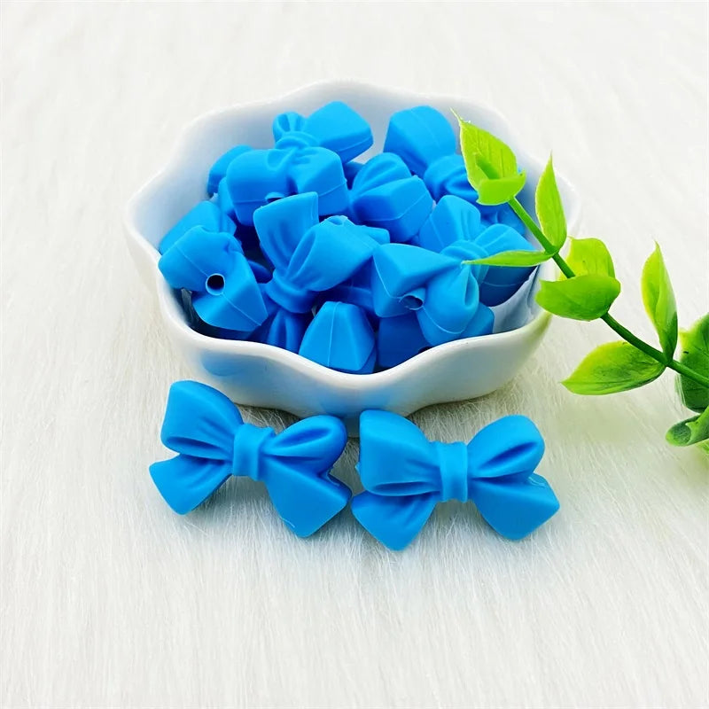 50pcs Bow Silicone Beads Food grade Teethers Bowknot Baby Teething Beads DIY Necklace Making Pacifier Baby Products