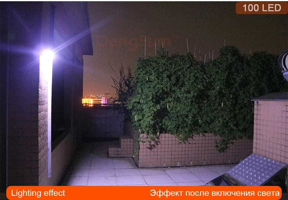 Luz Solar 100 LED con Sensor de Movimiento PIR | 3 Lados | IP65 | Jardín y Pared 💡 - Firu Total Sales