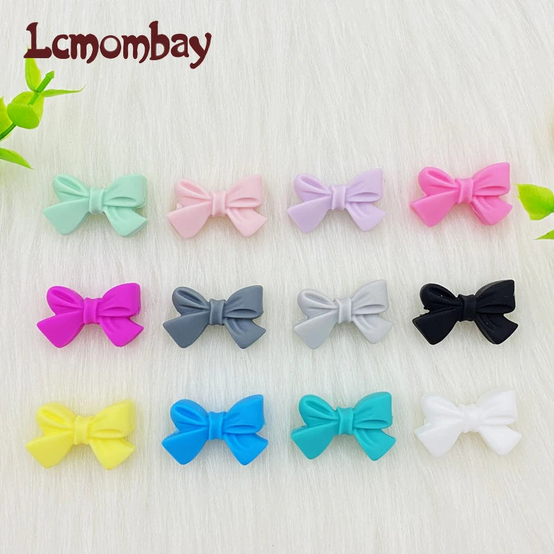 50pcs Bow Silicone Beads Food grade Teethers Bowknot Baby Teething Beads DIY Necklace Making Pacifier Baby Products