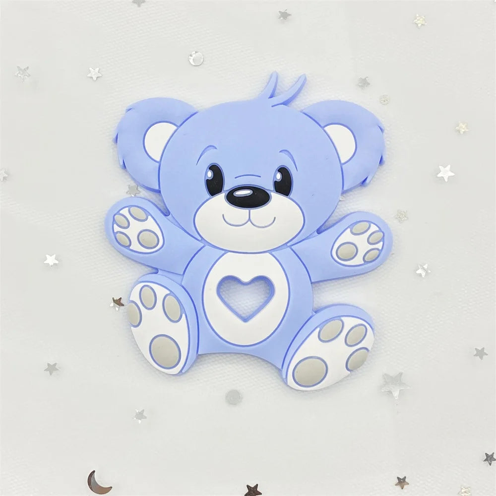 10pcs Bear Silicone Baby Teether rodent Teething Toys Chewable Animal beads Baby Products Nursing Gift DIY pendant necklace