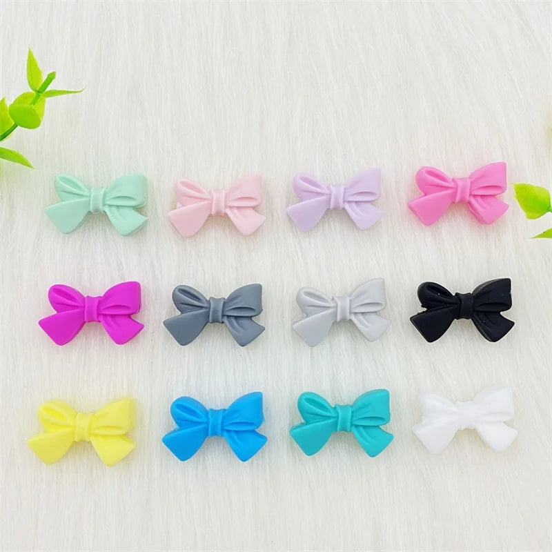 50pcs Bow Silicone Beads Food grade Teethers Bowknot Baby Teething Beads DIY Necklace Making Pacifier Baby Products