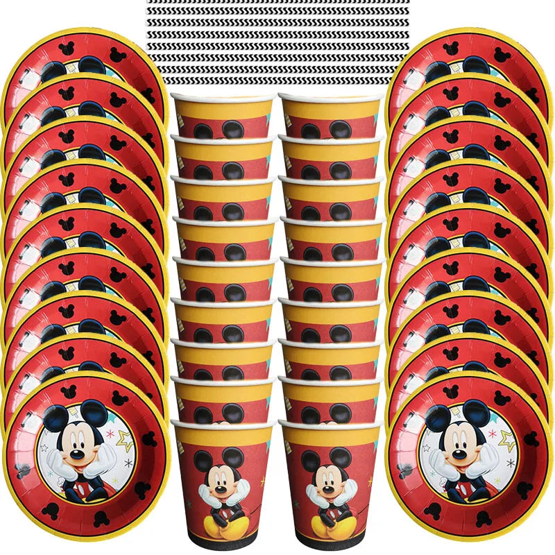 57pcs/Disney Pink Wave Minnie Mouse Theme Party Supplies Cups Plates Straw Kids Girls Baby Shower Birthday Party Decorations Set