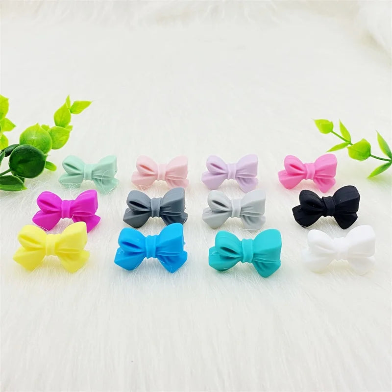 50pcs Bow Silicone Beads Food grade Teethers Bowknot Baby Teething Beads DIY Necklace Making Pacifier Baby Products