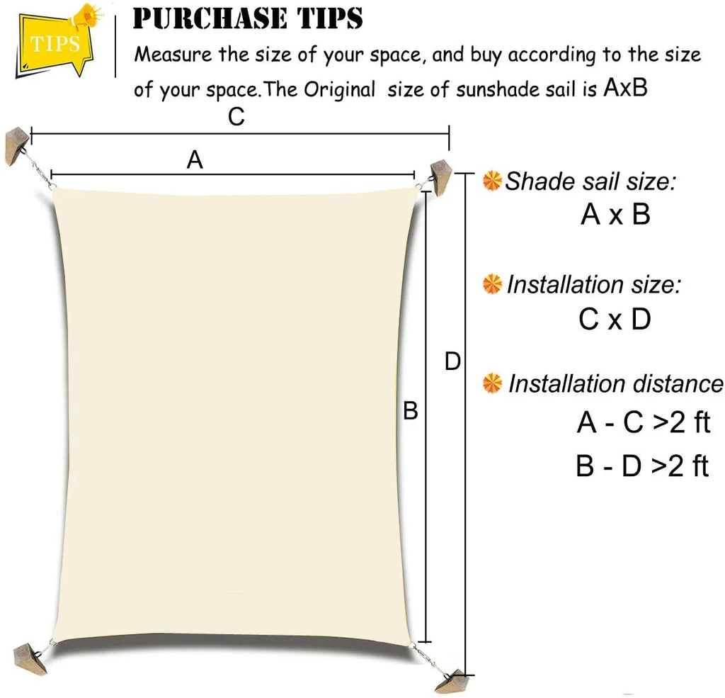 2x3/3x4/4x5/5x6M Sun Shade Sail Waterproof Outdoor Square Rectangle Garden Patio UV Block Party Canopy Pool Camp Awning Shelter