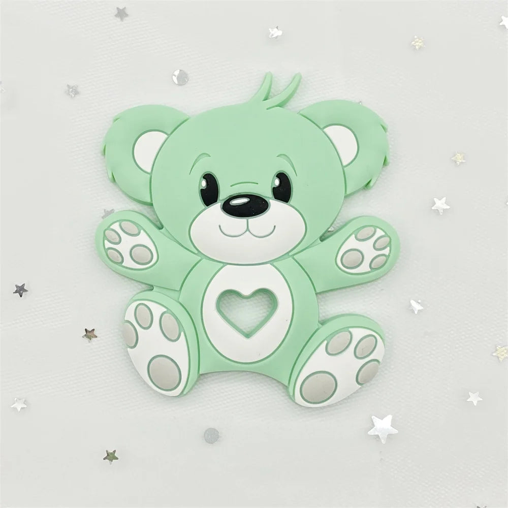 10pcs Bear Silicone Baby Teether rodent Teething Toys Chewable Animal beads Baby Products Nursing Gift DIY pendant necklace