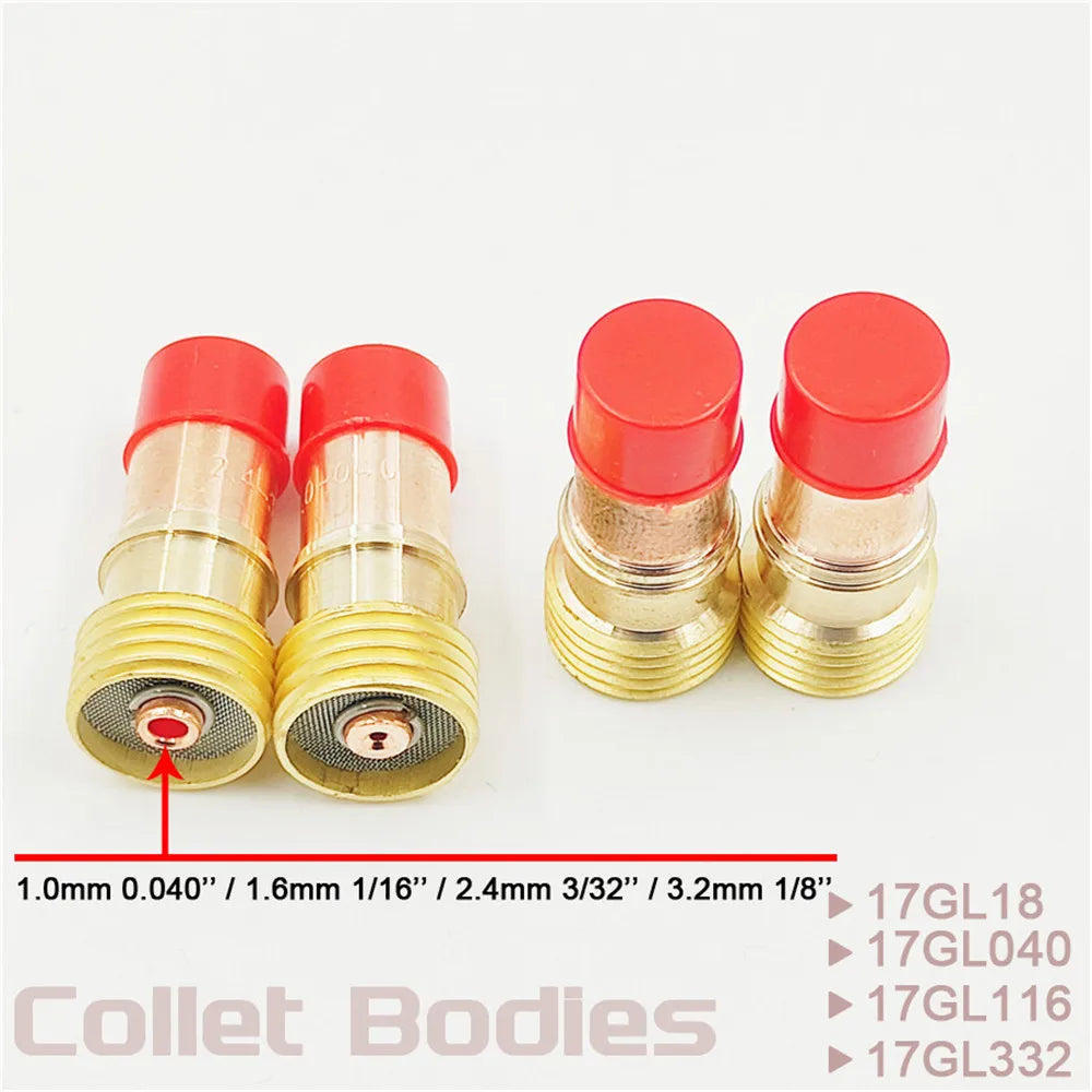 Welding Torch Accessories 1.0mm/1.6mm/2.4mm/3.2mm Forgelo Brass Collets Body Stubby Gas Lens Connector For Tig WP17 WP18 WP26