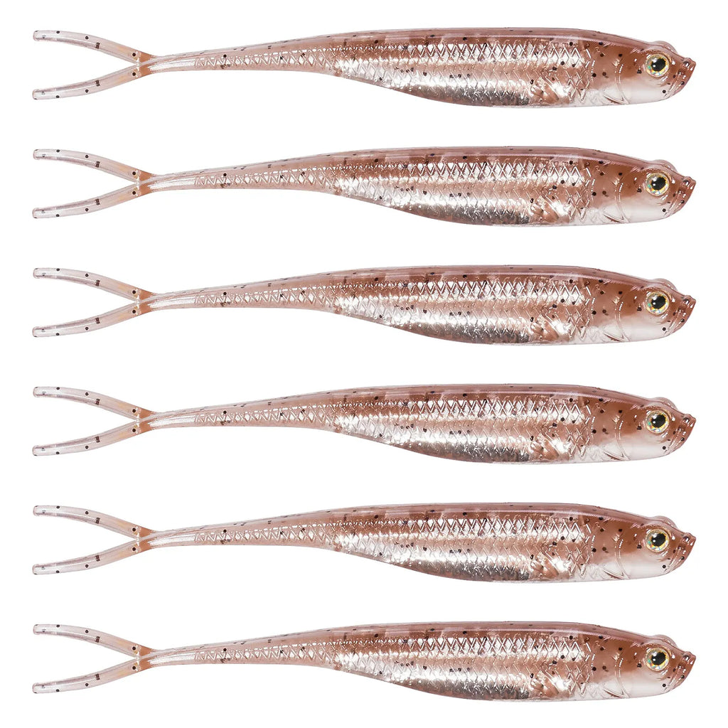 Dr.Fish 5/6 Piezas Señuelo Silicona | Cola Bifurcada | Drop Shot | Bass, Trucha y Lucio | Weedless - Firu Total Sales